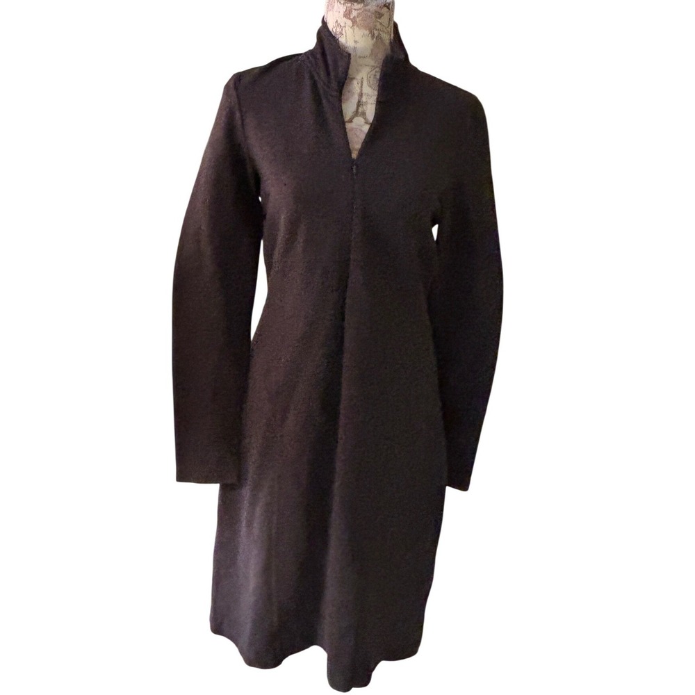 Athleta Womens MT Dark Gray Full Zip Mock Neck Long Sleeve Dress